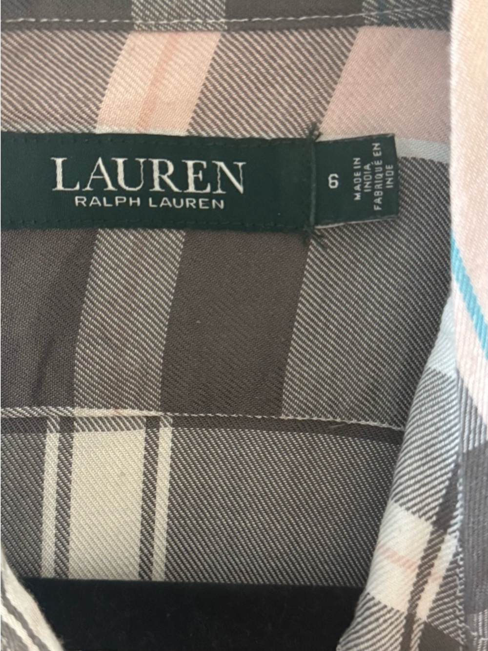 Ralph Lauren Plaid Shirt‑Style Maxi Dress in Gray and Cream - Picture 5 of 8